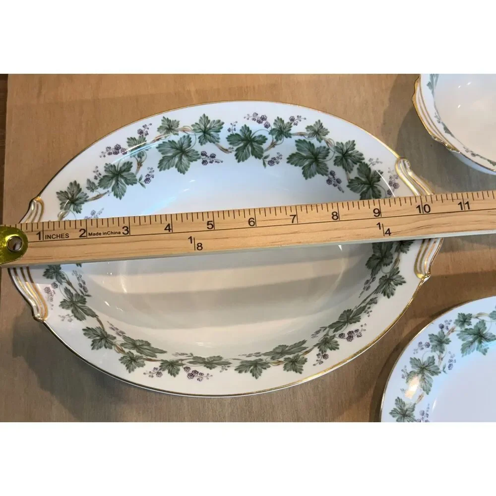 Vintage Noritake China Madera Oval Serving Platter Plate Bowls Gold Trim